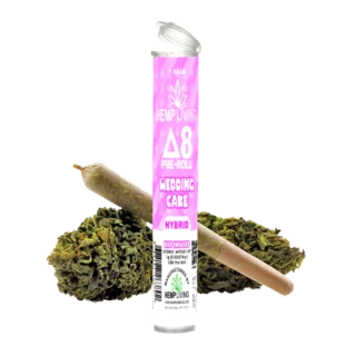 Hemp Living – Delta 8 Flower 1g Pre-Roll – Wedding Cake High Potency Kief Infused