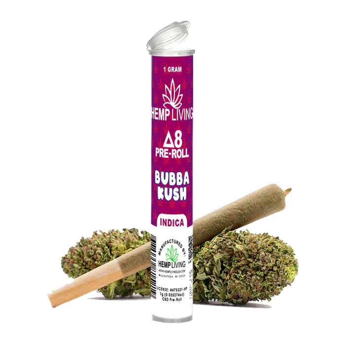 Hemp Living – Delta 8 Flower 1g Pre-Roll – Bubba Kush