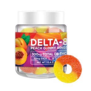 No Cap Hemp Co Delta 8 THC Peach Gummy Rings 30mg 10 Count