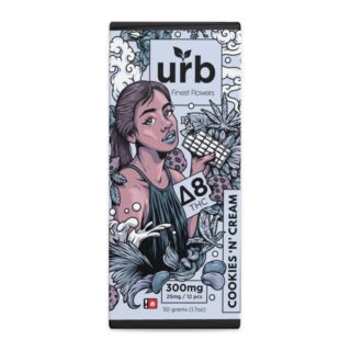 Buy Urb Finest Flowers Delta 8 THC Chocolate Bar – Cookies ‘N’ Creme 300mg