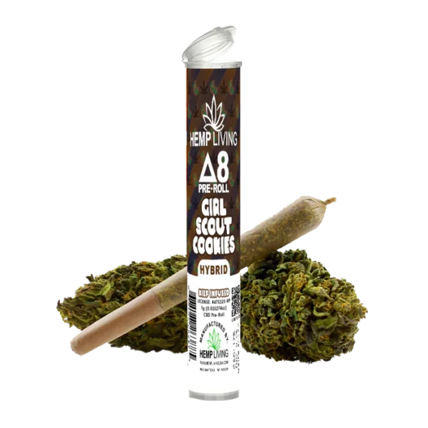 Hemp Living – Delta 8 Flower 1g Pre-Roll – Girl Scout Cookies High Potency Kief Infused