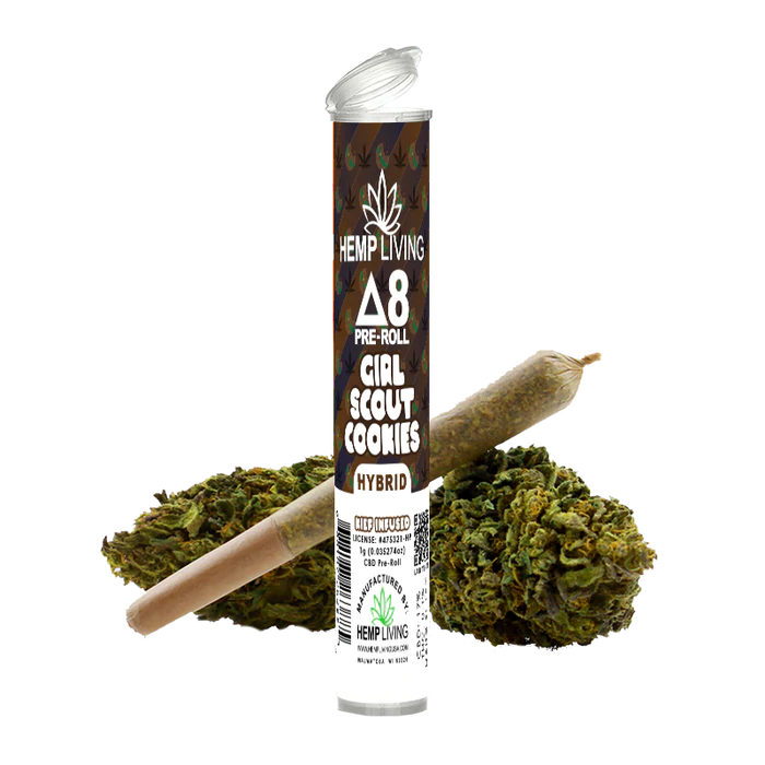 Hemp Living – Delta 8 Flower 1g Pre-Roll – Girl Scout Cookies High Potency Kief Infused